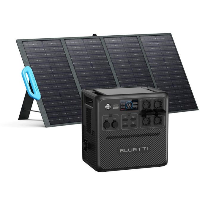 BLUETTI Générateur Électrique AC240(1536Wh/2400W) avec Panneau Solaire PV120(120W), Batterie LiFePO4, Groupe Électrogène Solaire extérieur, camping