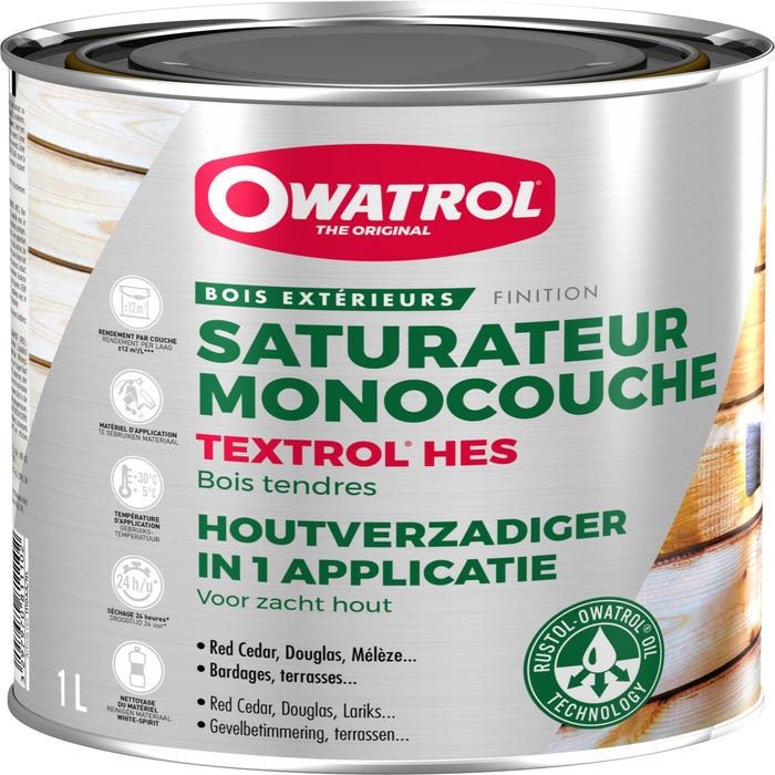 Saturateur monocouche Owatrol TEXTROL® HES Incolore (ow20) 1 litre