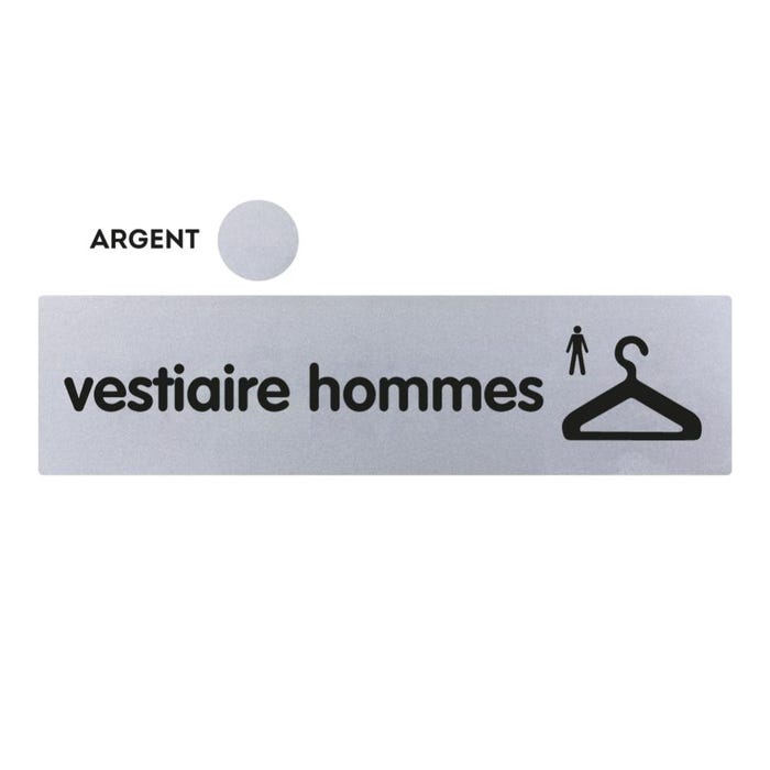 Plaquette Vestiaire hommes - Classique argent 170x45mm - 4321271
