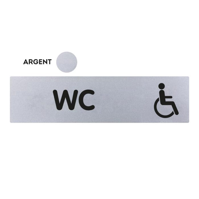 Plaquette WC handicapés - Classique argent 170x45mm - 4321240