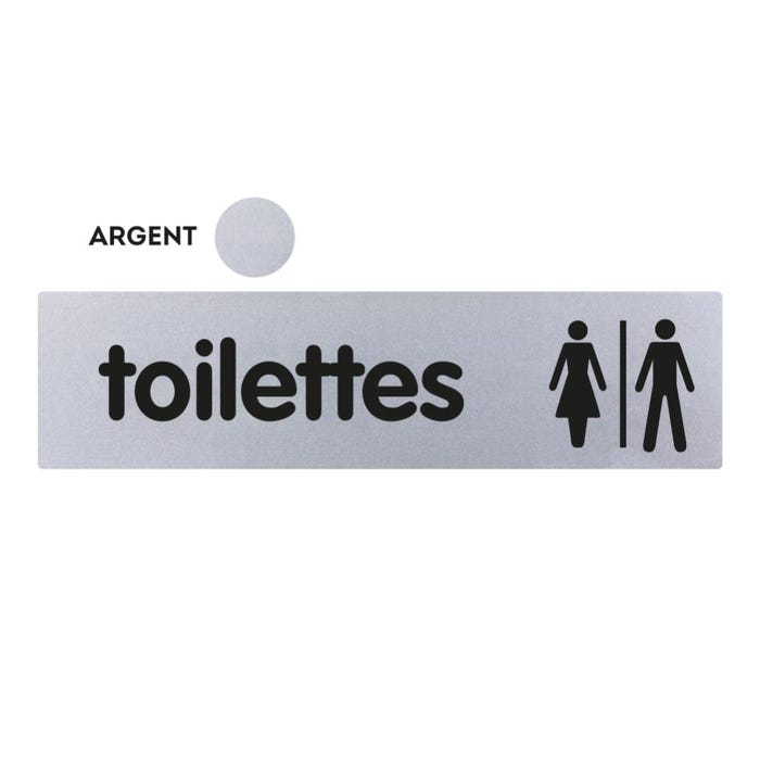 Plaquette Toilettes H/F - Classique argent 170x45mm - 4321233