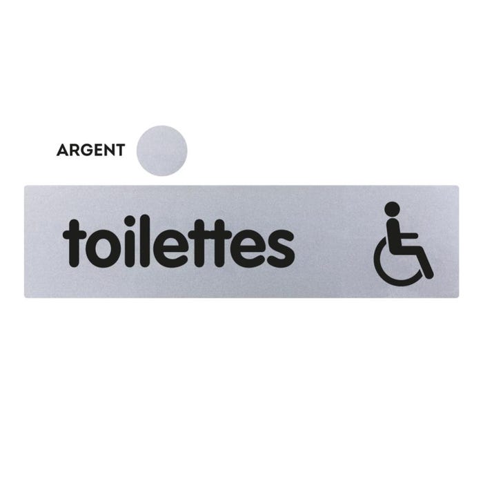 Plaquette Toilettes avec logo handicapé - Classique argent 170x45mm - 4322247