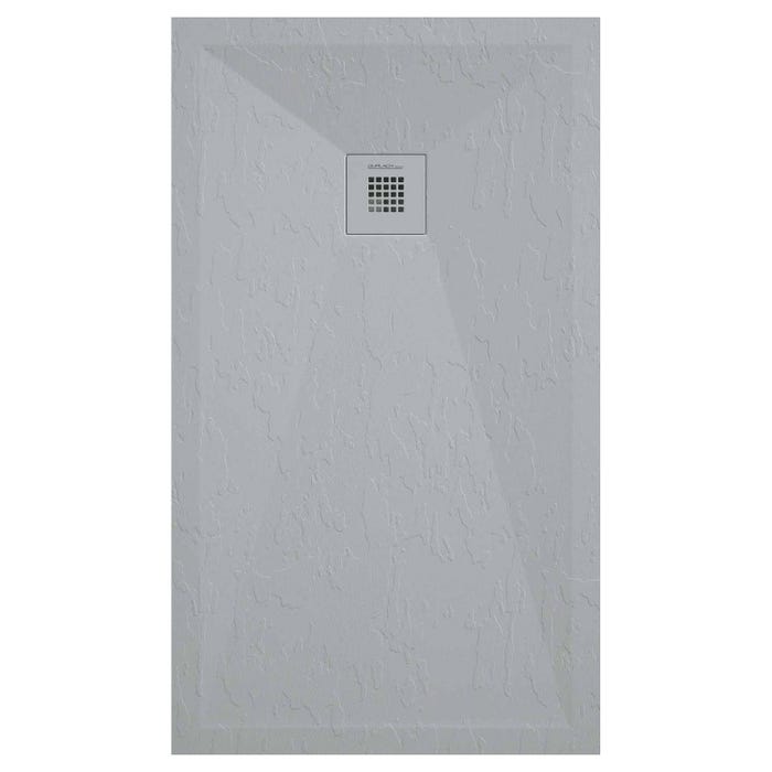 Receveur de douche gris clair finition ardoise Stone Plus, grille de couleur - 130 x 90 cm