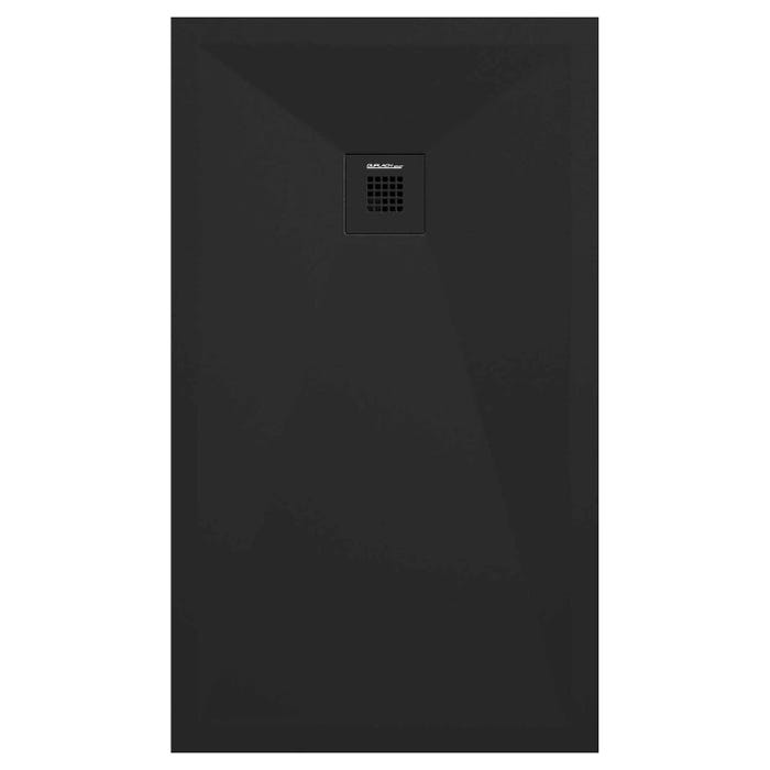 Receveur de douche Noir lisse Stone Plus, grille de couleur - 110 x 90 cm