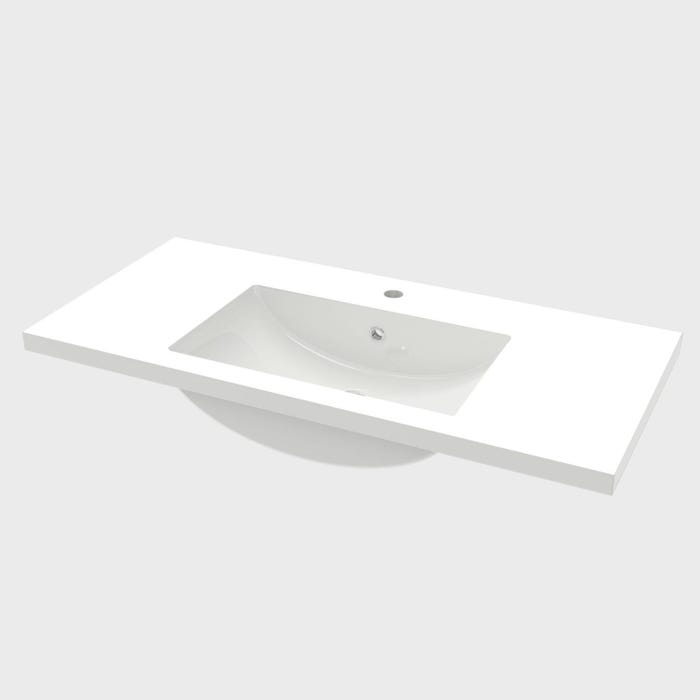 Aica vasque simple Résine de synthèse blanc l.101 x P.47 cm vasque à encastrer