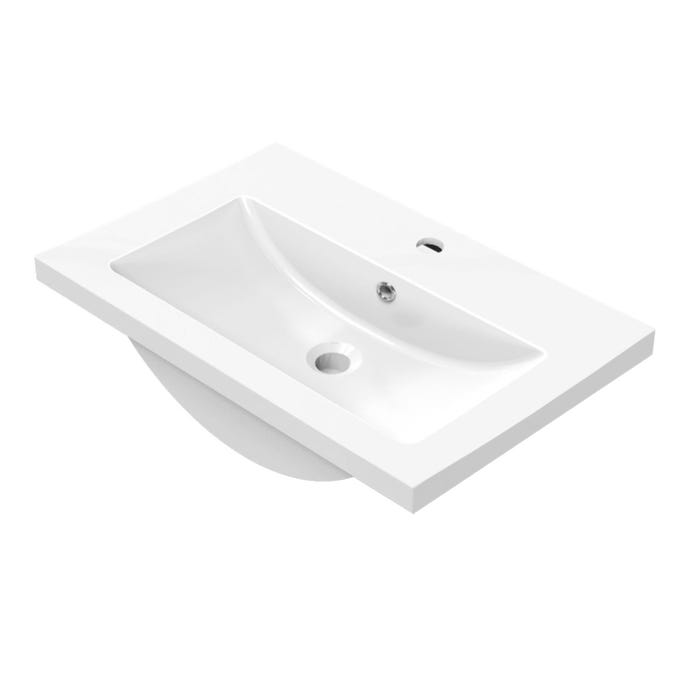 Aica vasque simple Résine de synthèse blanc l.51 x P.39.5 cm vasque à encastrer