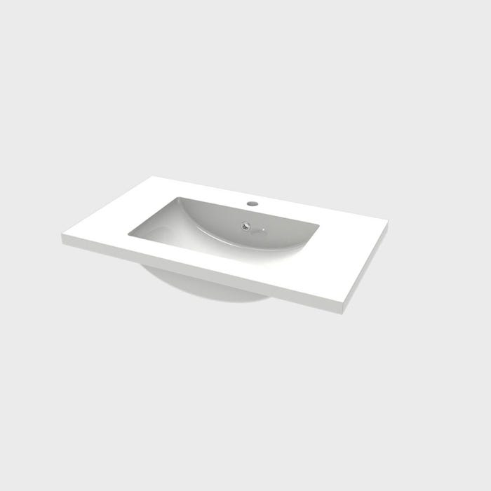 Aica vasque simple Résine de synthèse blanc l.81 x P.47 cm vasque à encastrer