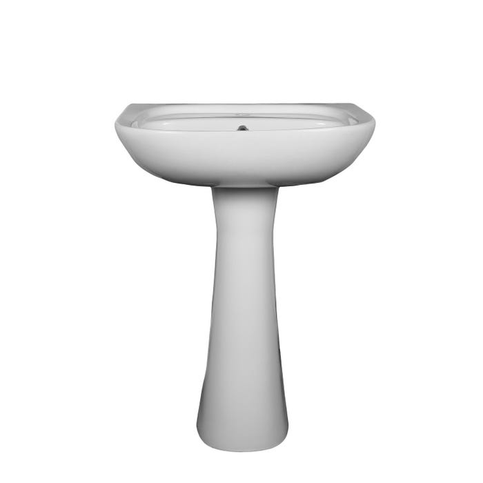 Lavabo avec colonne en céramique 60 x 48 CM Blanc OLAM - LPP