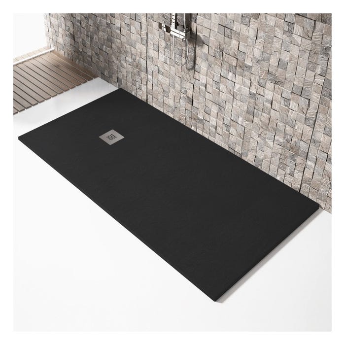 Receveur de douche 80x110cm extra plat MADISON en résine surface ardoisée noir