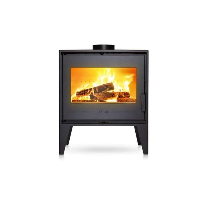 Poele a bois en acier INVICTA Euros - Puissance optimale: 8 kW - Max: 10 kW - Bûches 52 cm, Raccordable, Ecodesign