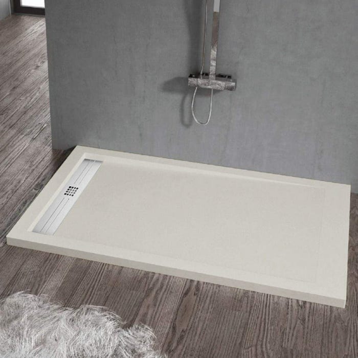 Receveur de douche 70 x 160 cm extra plat ELITE en résine surface ardoisée sable