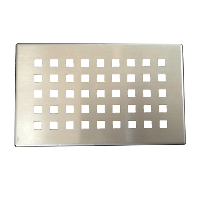 Grille inox PIATTO pour receveurs de douche en SoliCast motif quadrillage