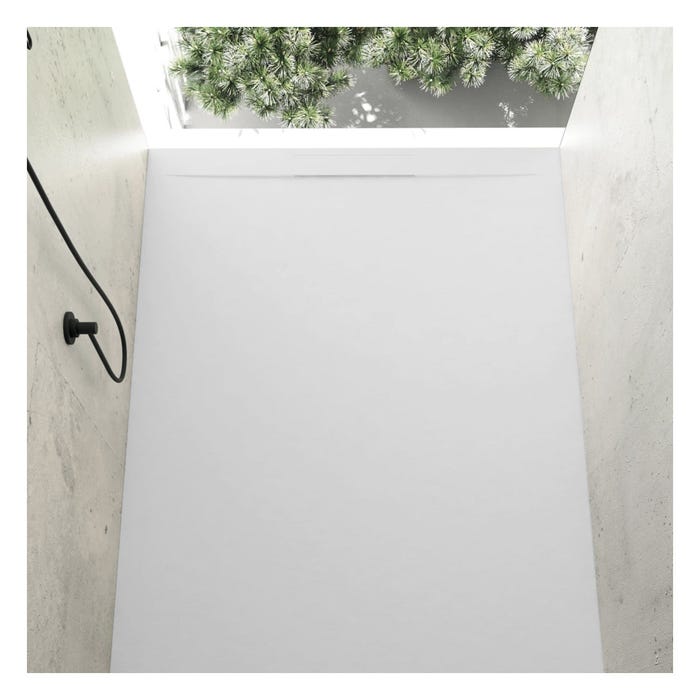Receveur de douche 70 x 190 cm extra plat COVER en résine surface ardoisée blanc
