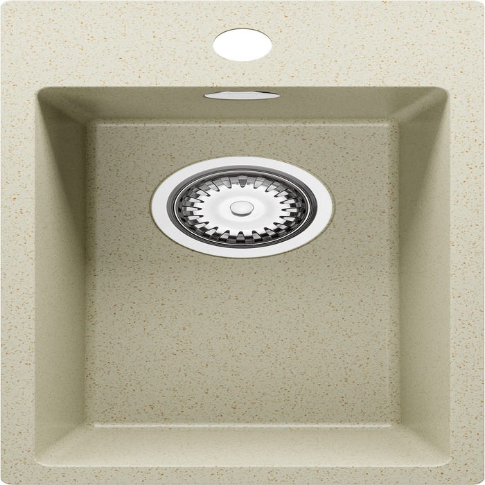 Évier Cusine en Granit Beige 28x50 cm, Lavabo Cuisine 1 Bac + Kit de Vidage, Évier au meuble 30cm, Évier à Encastrer de Primagran