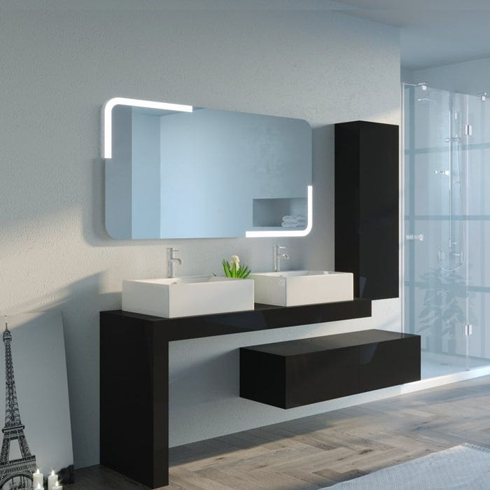 Meuble de salle de bain Melizzano 1400 Noir