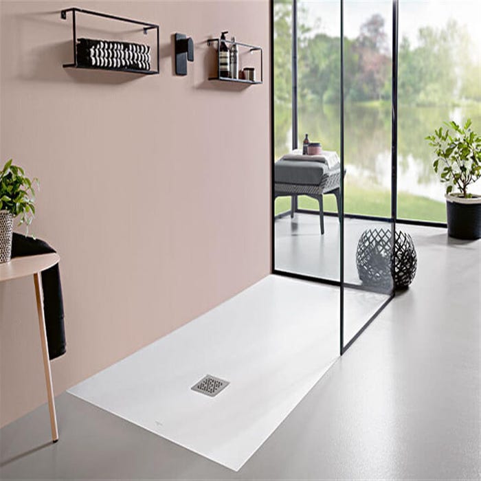 Receveur de douche PLANEO rectangulaire Blanc ultra plat et sans bord - Receveur douche-Dimensions:800X1400-PLANEO BLANC.