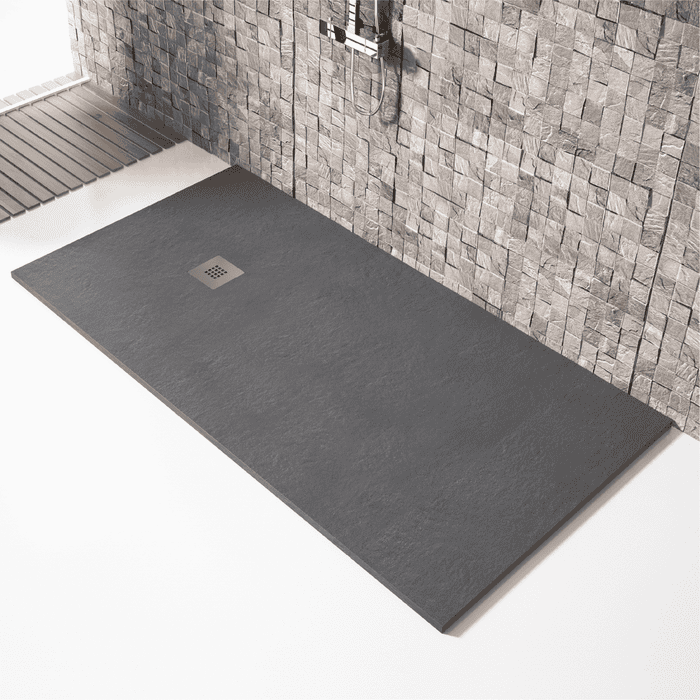 Receveur de douche 100x160cm extra plat MADISON en résine surface ardoisée anthracite