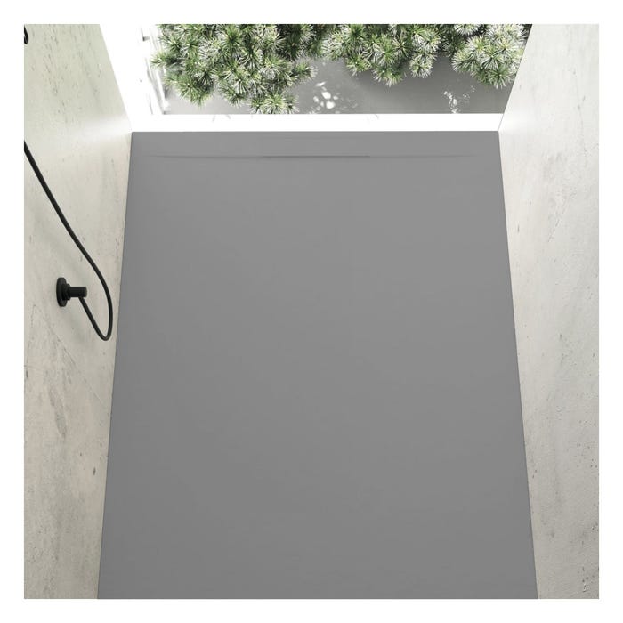 Receveur de douche 90 x 200 cm extra plat COVER en résine surface ardoisée béton