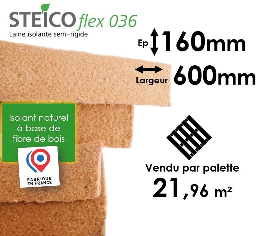 LAINE DE BOIS STEICO FLEX 36 - EPAISSEUR 160MM (R=4,40) - DIMENSIONS ...