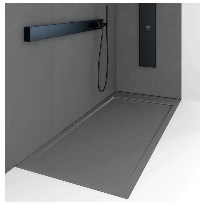 Receveur de douche 70 x 160 cm extra plat QUORE en résine surface ardoisée anthracite