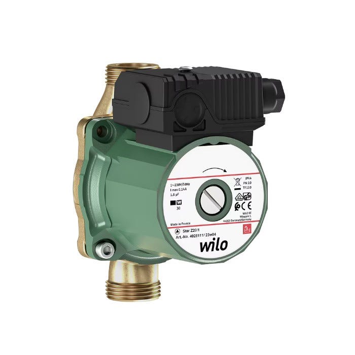 Circulateur d'eau chaude sanitaire Wilo Star-Z 20/1(15-130) débit 1,6m3/h 30W mono 230V