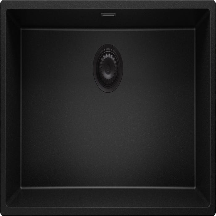 Evier Sous Plan Tout Noir, 76 x 47 cm, Evier en Granit 1 bac + Kit de Vidage, Lavabo Cuisine de Primagran