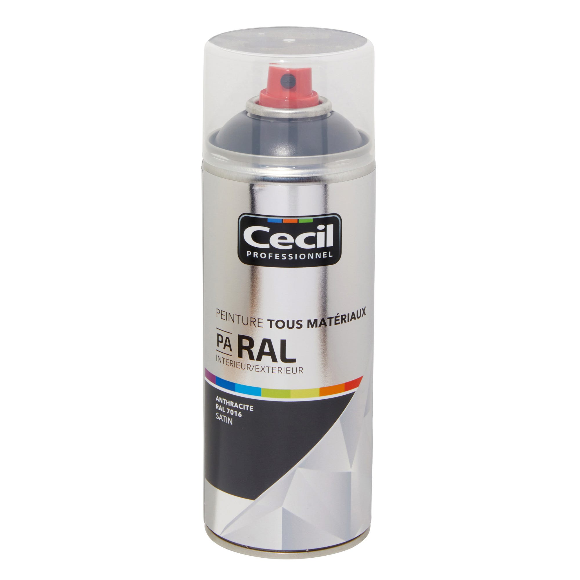 Peinture aérosol tous matériaux int/ext satin anthracite RAL7016 400 ml - CECIL PRO 0