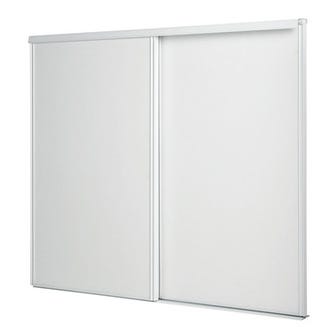 Kit portes de placard coulissantes blanches 2 vantaux sous-combles 10x1200x1200mm 0