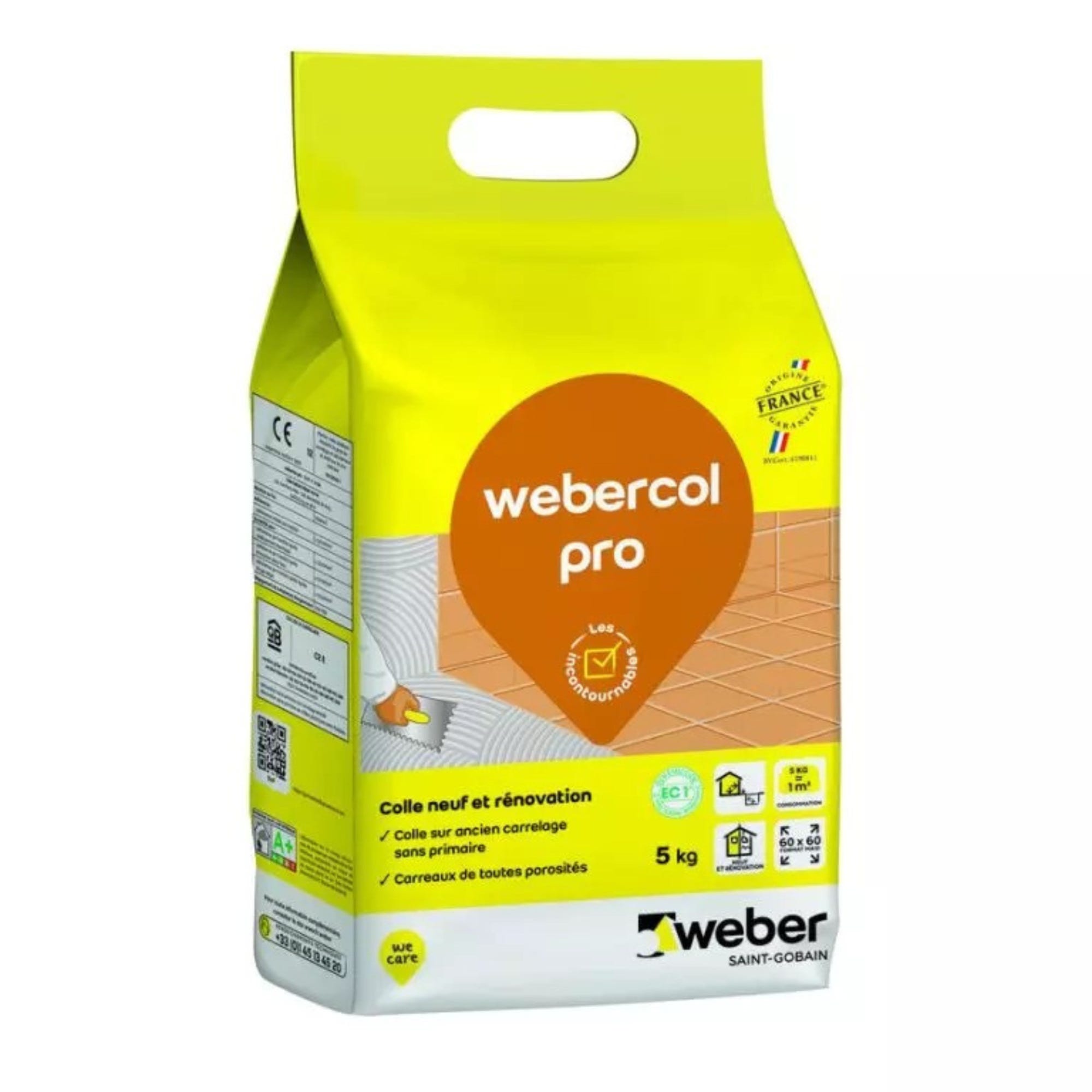Colle en poudre C2E Webercol Pro Eco Gris, sac de 5kg 0