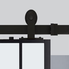 Rail pour porte coulissante Larg.93 cm maximum en applique acier noir 1
