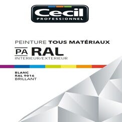 Peinture aérosol tous matériaux int/ext brillant blanc RAL9016 400 ml - CECIL PRO 1