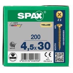 VIS SPAX TF PZ 4,5X30 YELLOX FT X200 2