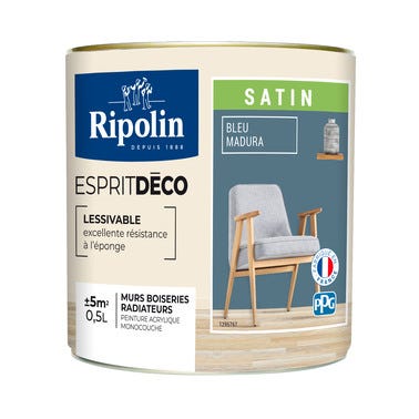 Peinture intérieure multi-supports acrylique satin bleu madura 0,5 L Esprit déco - RIPOLIN 2