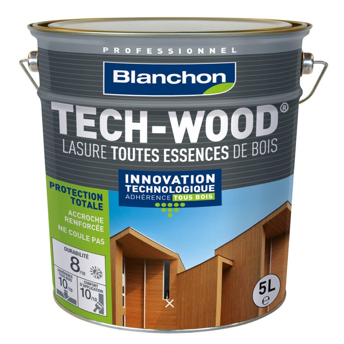 Lasure bois extérieurs verticaux chene rustique 5 L Tech-Wood® - BLANCHON 0