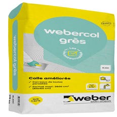 Colle carrelage en poudre blanc C2 pour sol intérieur & extérieur et mur intérieur 25 kg - Webercol grès WEBER 0
