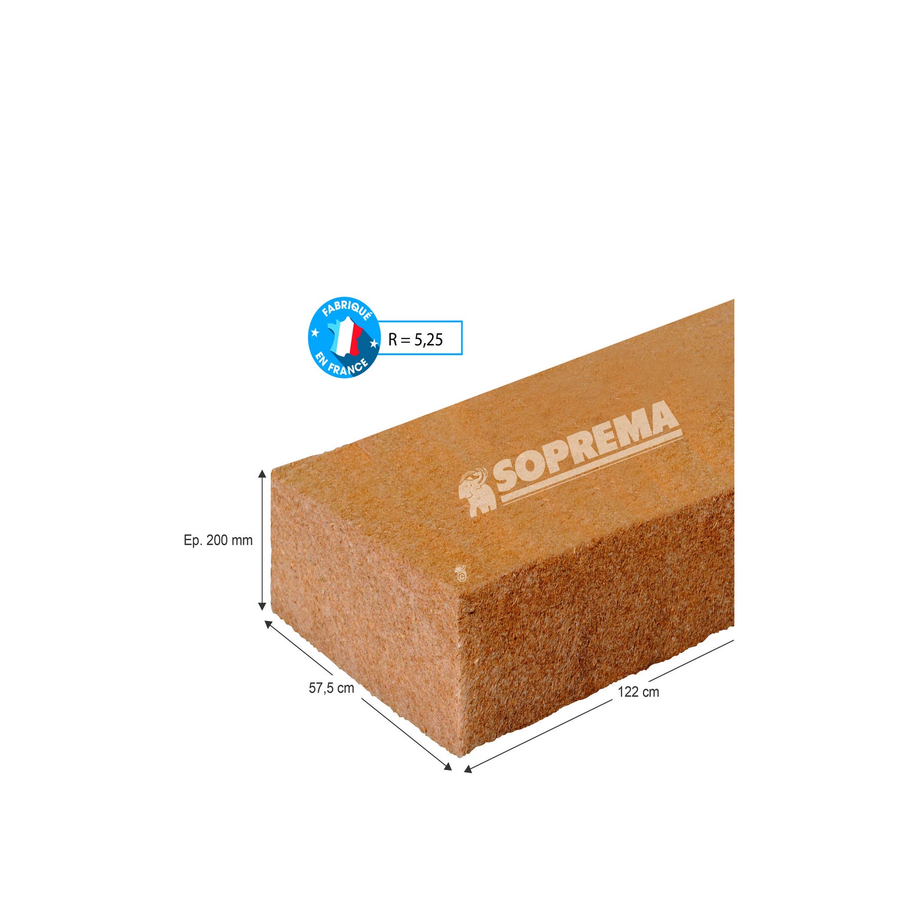 Lot de 2 panneaux isolants en fibre de bois 122x57,5cm Ep.20cm, R=5,25 - SOPREMA 1