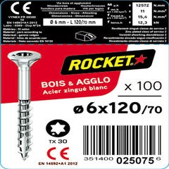 Vis Bois et Agglo Rocket Acier Zingué