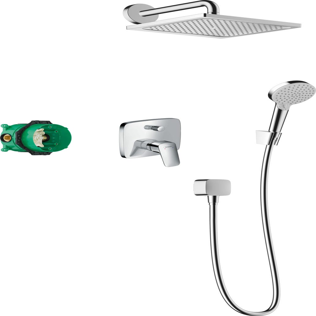 Colonne de douche encastrée avec mitigeur mécanique chromé CROMETTA E 240 -25050280 HANSGROHE 0