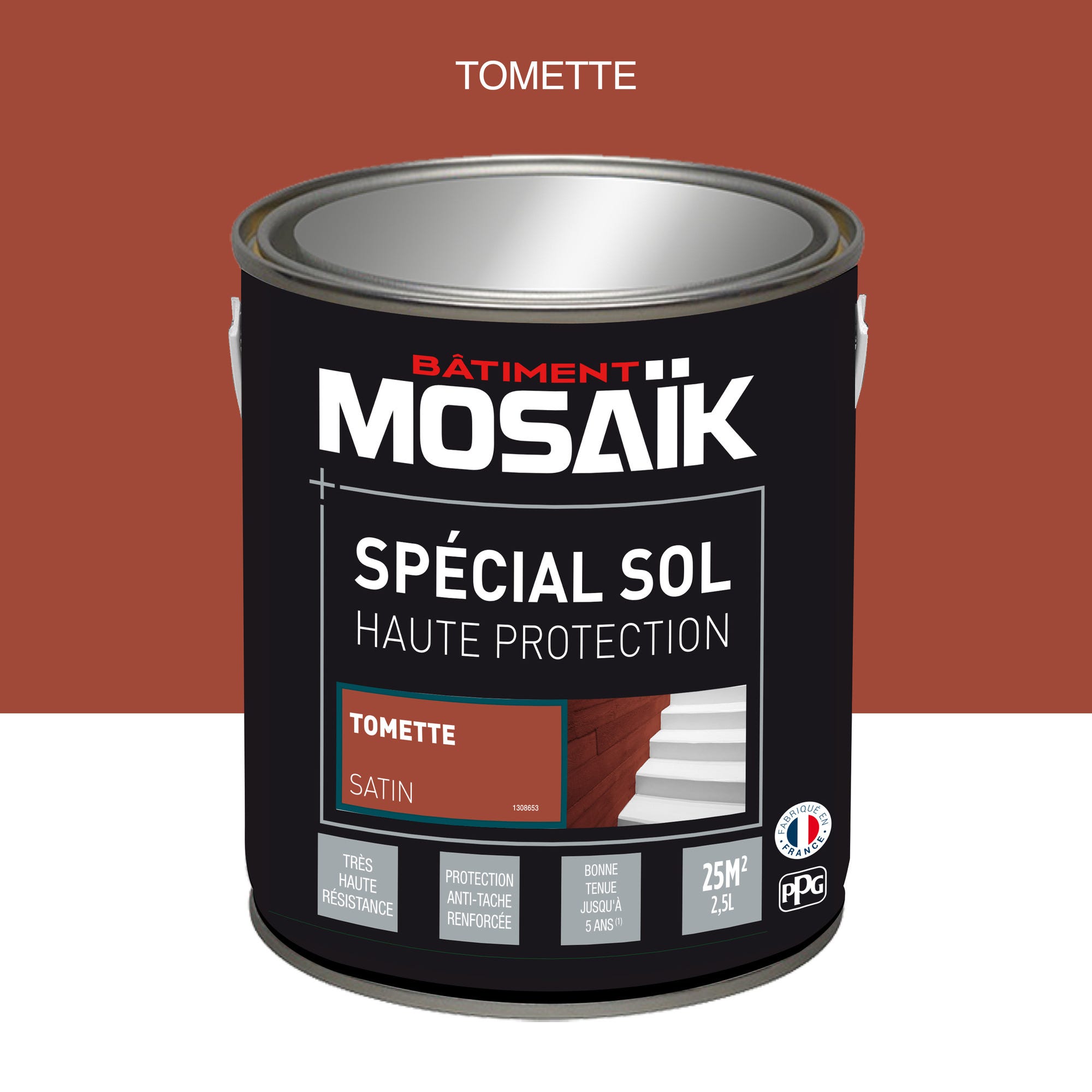 Peinture sol alkyde intérieur extérieur satin rouge tomette 2,5 L - MOSAIK 0