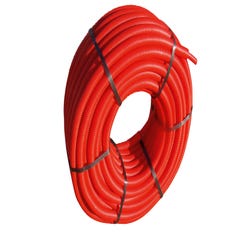 Tube PER gainé rouge Diam.12 mm en couronne Long.100 m 0