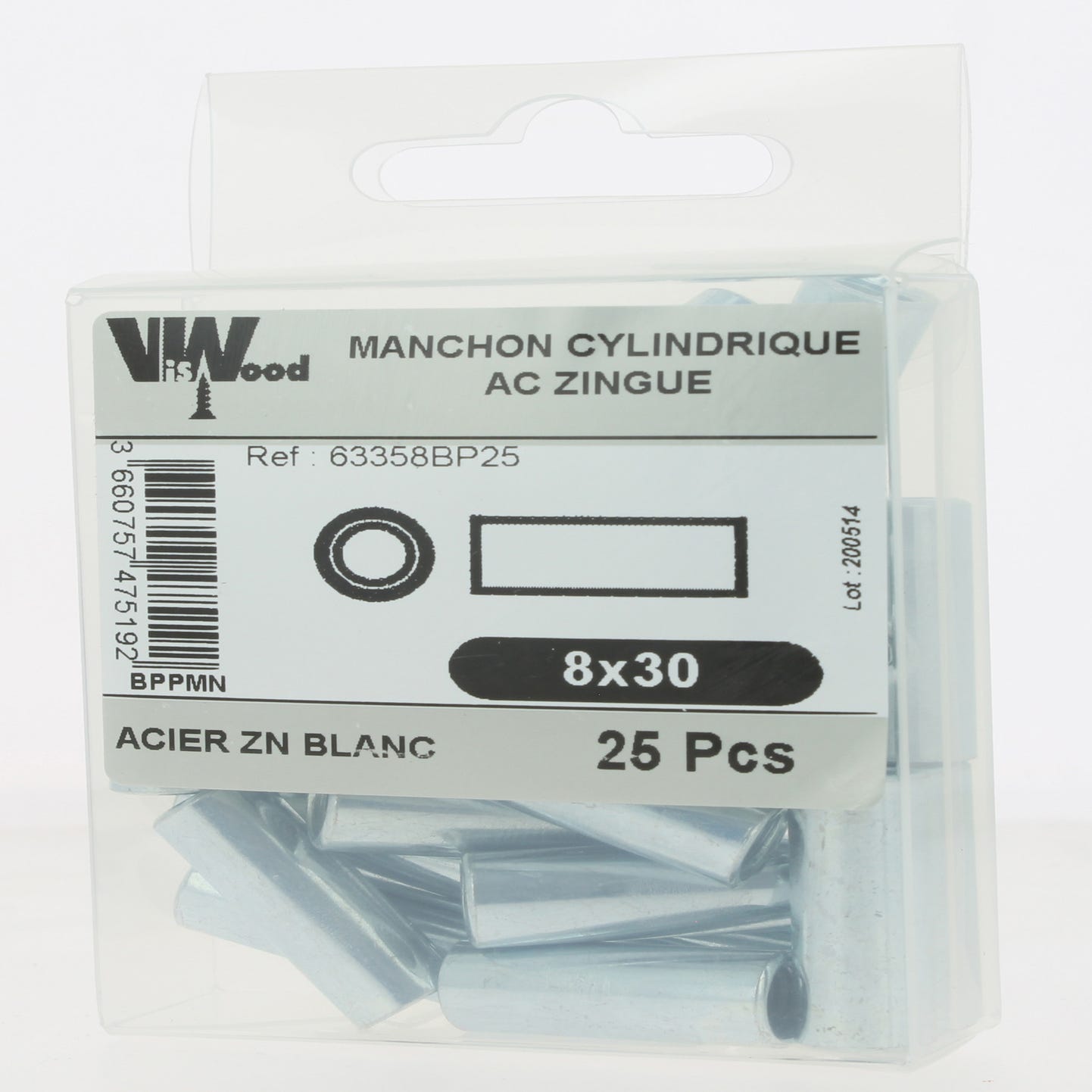 Manchons cylindrique ZG M8X30 25 pièces - VISWOOD 1