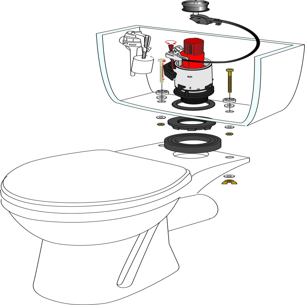 Mécanisme WC double chasse à câble MV² - WIRQUIN PRO 0