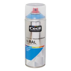 Peinture aérosol tous matériaux int/ext satin bleu clair RAL5012 400 ml - CECIL PRO 0