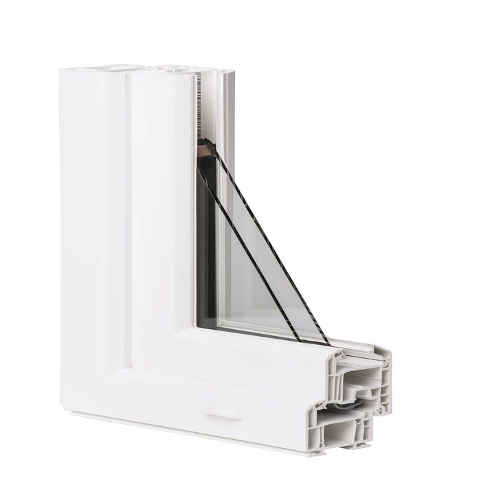 Fenêtre PVC H.145 x l.100 cm ouvrant à la française 2 vantaux blanc 1