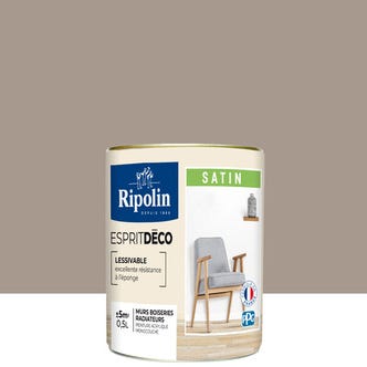 Peinture intérieure multi-supports acrylique satin teintéé en machine brun shetland CH2 1041 0,5 L Esprit déco - RIPOLIN 1