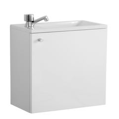 Meuble lave-mains suspendu 1 porte Blanc l.40 x P.25 x H.50 cm + simple vasque blanche  - ECO 40 1