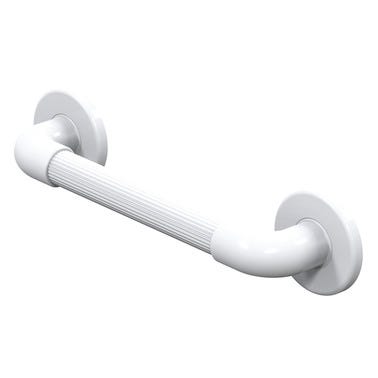 Barre d’appui droite 30 cm texture cannelée gainée UPVC blanc- 01400WH-LS AKW 0