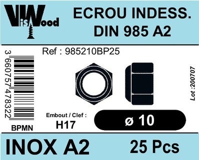 ECROU-FREIN INOX A4 - DIN985 - LES INOXYDABLES