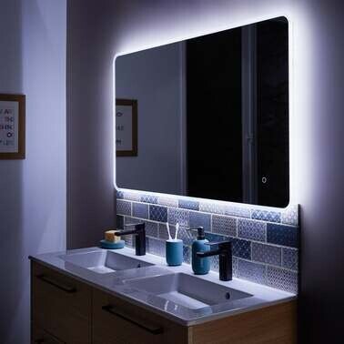 Miroir LED Éclairé Par Batterie Illumination Salle de Bain (70x70cm)  Lumineux Miroir avec Éclairage Blanc Froid 7000K