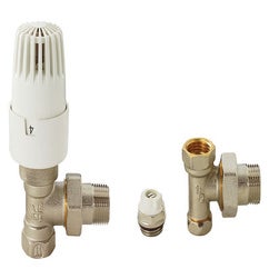 Kit radiateur robinet thermostatique équerre 1/2 SOMATHERM FOR YOU - Blanc  - Cdiscount Bricolage